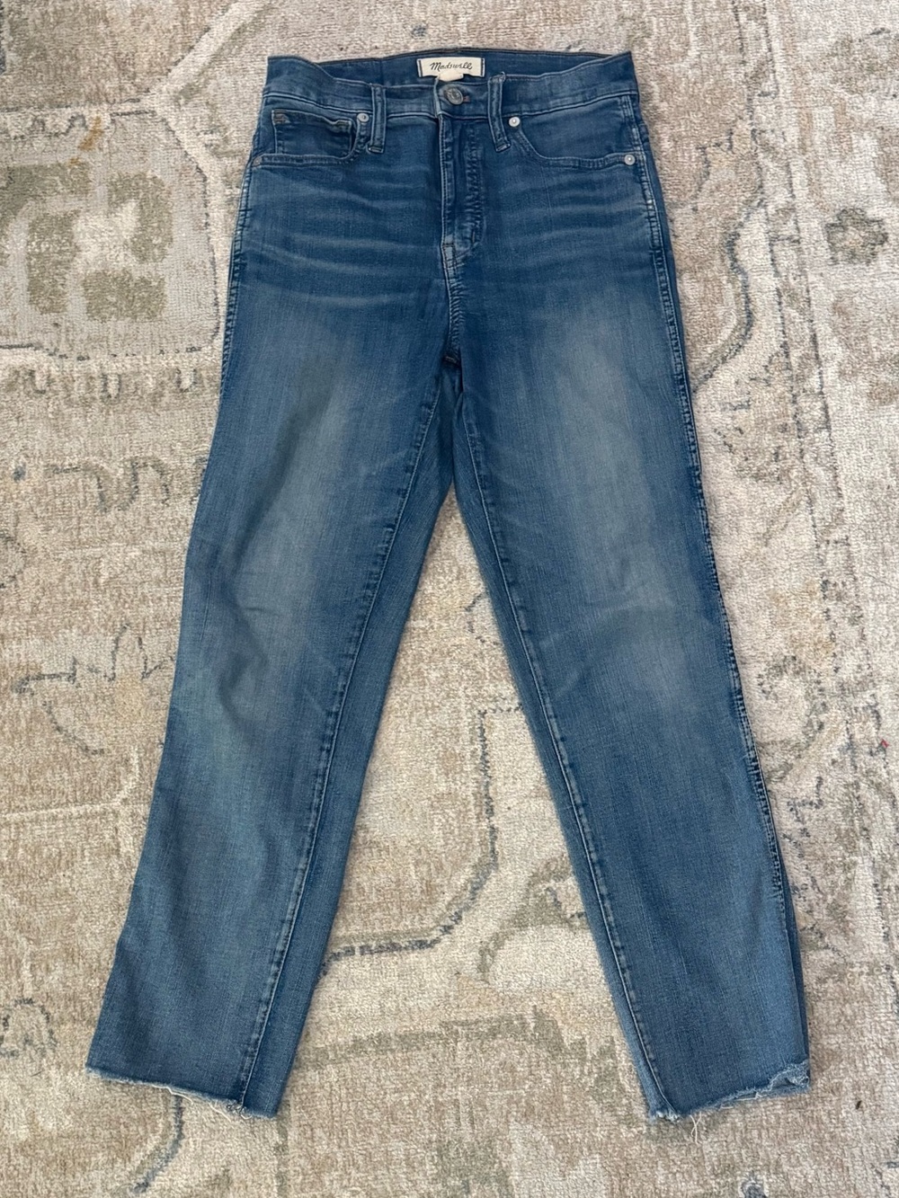 Madewell Stovepipe Medium Wash Frayed Raw Hem Jeans - Womens Size 25